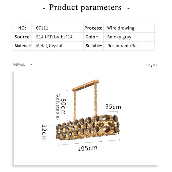 Modern smoke gray crystal chandelier in the living room contemporary chandelier(WH-CY-191)