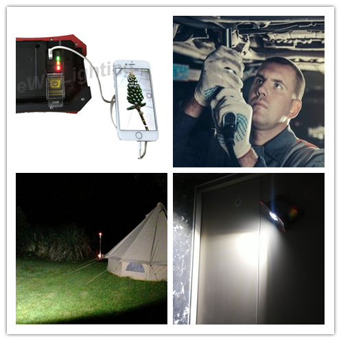 Waterproof IP65 Cordless Led Inspection Light Rechargeable LED Work Light With Flexible Magnet Handle , 5V Power Bank