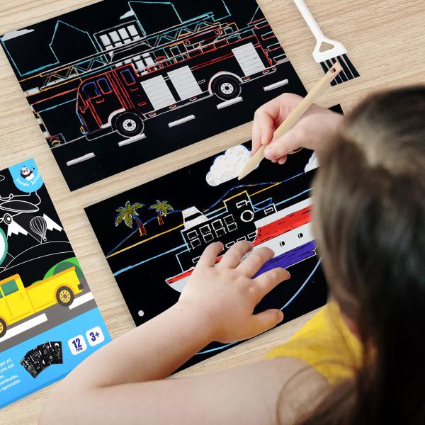 PJ016 Children Painting Stencils Paper Rainbow DIY Scratch Art Painting Picture