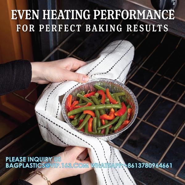 6.5'' Inch Round Tin Foil Pans Disposable Aluminum, Freezer & Oven Safe - For Baking, Cooking, Storage, Roasting
