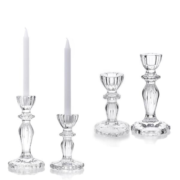 Customized Transparent Glass Candle Holder , Candelabra Candle Holder For Hotel