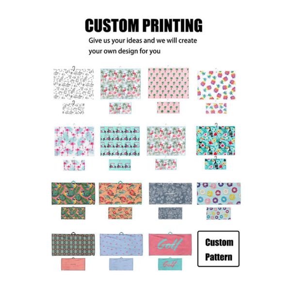 Printed Accessories hook Golf Towel Custom Logo Microfiber Golf Towel