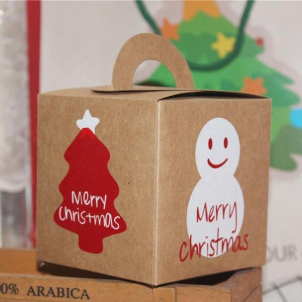 Colorful Gift Christmas Packaging Box With Lovely Pictures 9.3*9.3*9.5cm