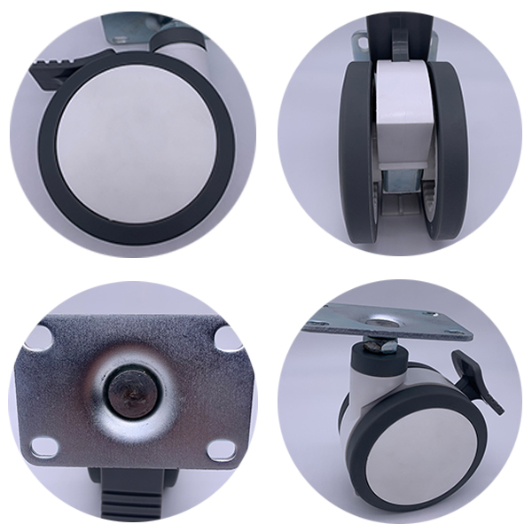 rueda del echador del hospital de la PU de 125m m para el echador de la carretilla de los muebles del equipamiento médico