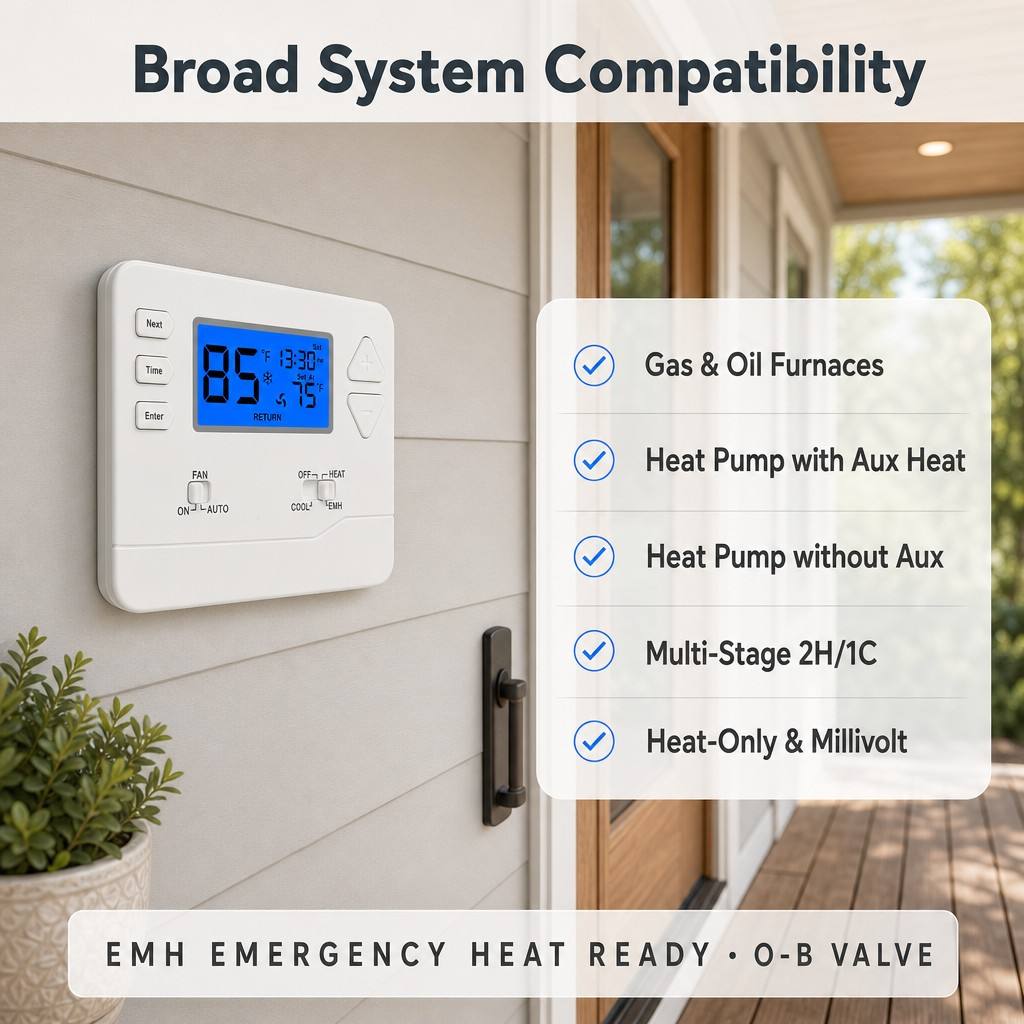 Riseem Dependable Operation Air Source Heat Pump Thermostat with Internal NTC Sensor in HEAT Mode