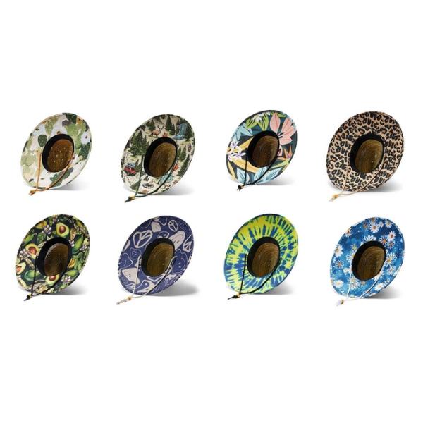 11.5 Cm Brim Woven Sun Hats , Outdoor Surfing Lifeguard Straw Hats