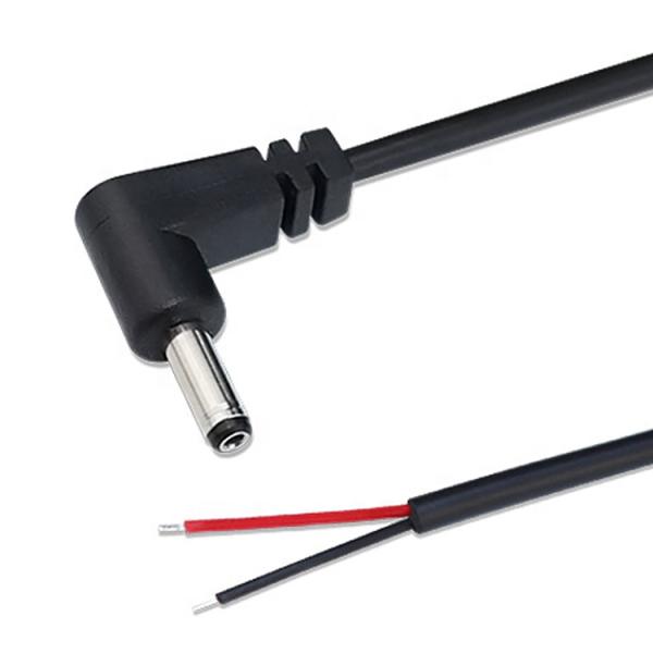 90 grados en ángulo recto DC Jack 5.5x2.1mm 5.5x2.5mm 1.35x3.5mm para abrir el alambre del extremo del cable de cola de cerdo
