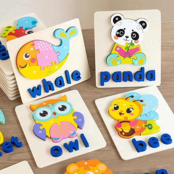 2025 Early Educational 3d Animal Traffic Jigsaw Game Children Cognitive Wooden Matching Puzzles Board Toys for Kids Boys Girls