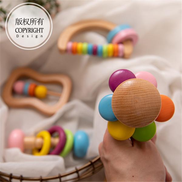 Детей игрушек Soother 7.2cm трещотки аппаратуры деревянных музыкальных деревянные