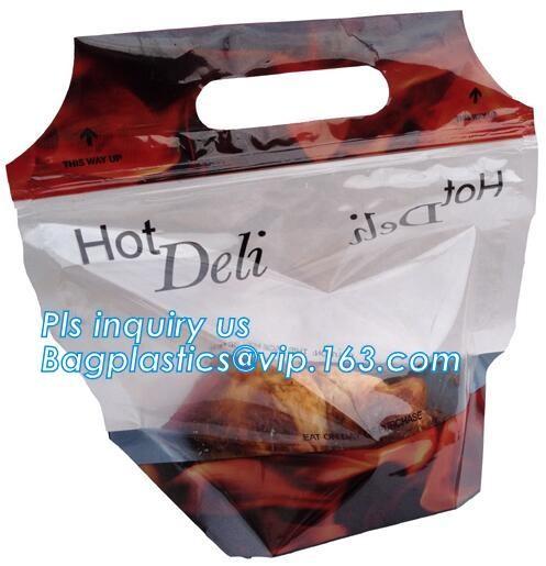 Stand Up Roasted Chicken Packaging Bags With Zip Top Hot Rotisserie Chicken Bag, Microwaveable pouch