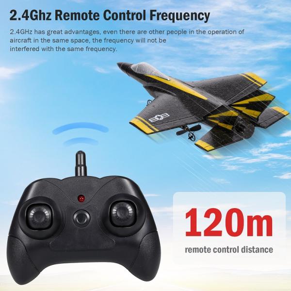 120m Remote Distance 2CH Fixed Wing EPP Foam RC Glider Airplane for Kids Outdoor Fun