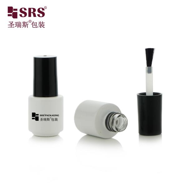 DH-1B 4.5ML Round Bottom Glass Nail Polish Bottle With Brush Painted White Color Logo Printing