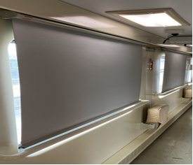 Rideaux de train en fibre de verre avec cadre en alliage d'aluminium