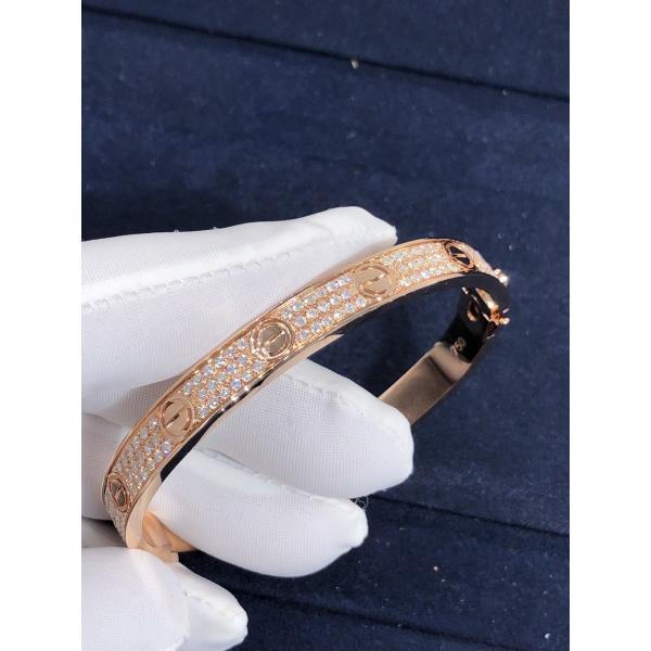 Elegant Gorgeous Factory Made Car Tier 18k Yellow/White/Rose Gold And Natural Diamonds LOVE Bracelet, Diamond-Paved
