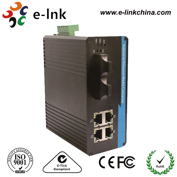 Trilho/parede do ruído que monta o conversor industrial dos meios dos ethernet 4G + 2 interruptor do SC Gigabit Ethernet