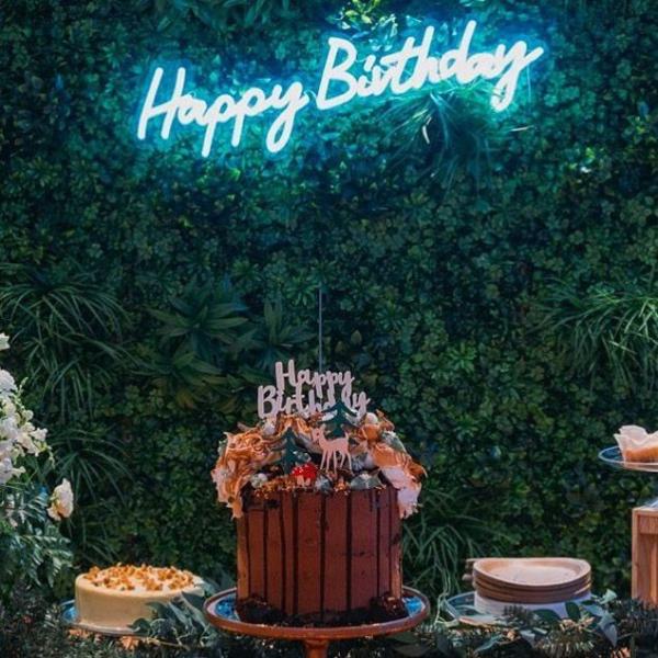 Rose Gold Happy Birthday Girls Air Shimmer Wall Party LED Custom Neon Light Sign Custom Letters