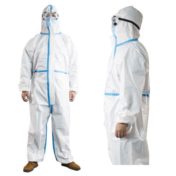 Non Woven Full Body Protection Suit Disposable Hooded Coveralls Medical Use