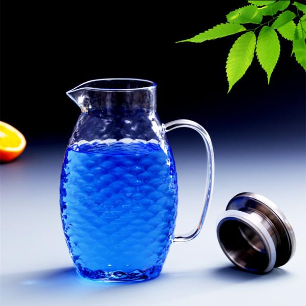 High Borosilicate Glass Pitcher , Drip Free Large Capacity Glass Water Carafe