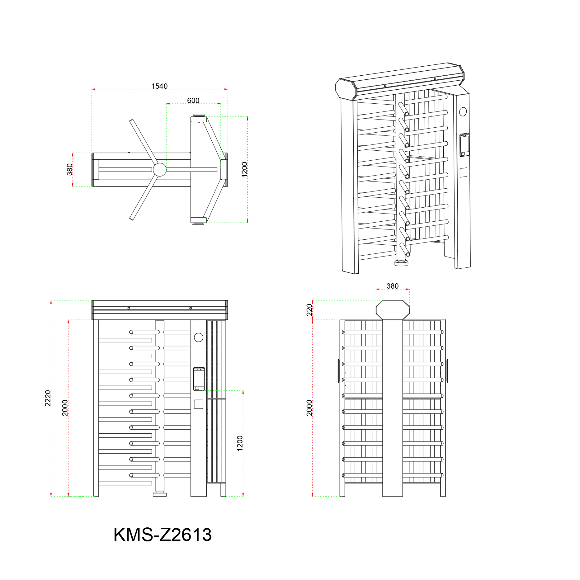 Full Height Rotating Turnstile With Automatic Timing And Billing System