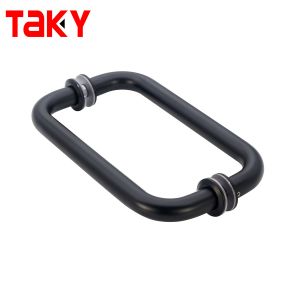 Matte Noir Satin rond Poignée de traction en acier inoxydable poignée de porte de douche en verre