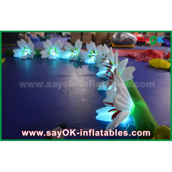 8m Long Nylon Inflatable Lighting Decoration Lily Flower Chai For Wedding