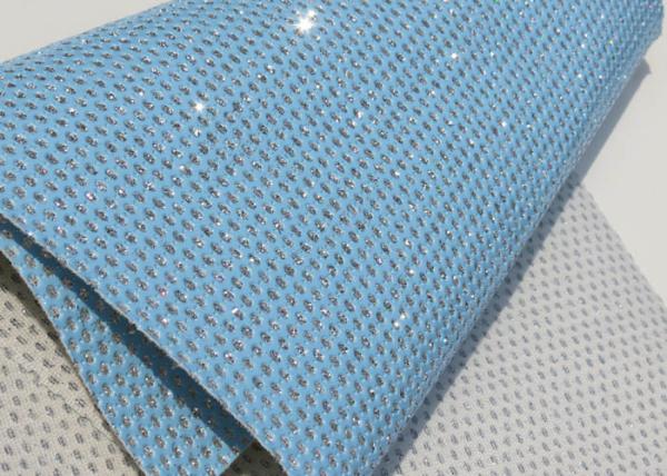 Light Blue Beautiful Perforated Leather Fabric Waterproof Leather Material Fabric