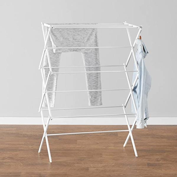 White Foldable Alloy Steel Clothes Drying  Laundry Rack