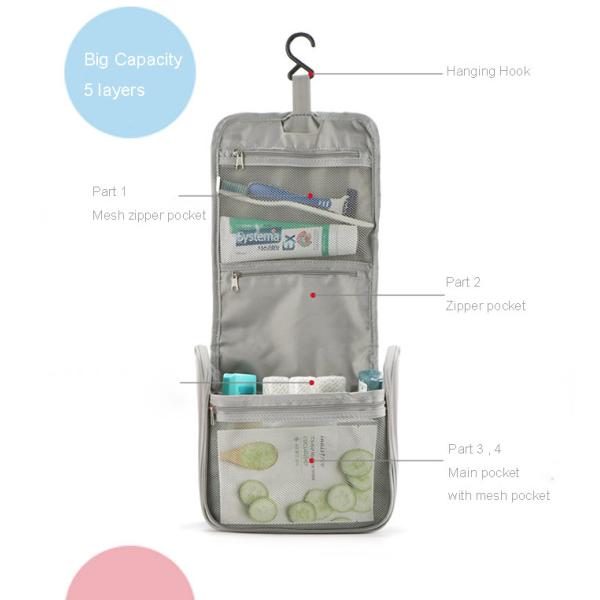 Unisex Travel Makeup Bag Organizer , Bags With Multiple Compartments Polyester Material