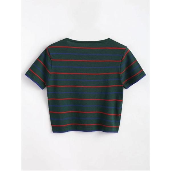 Custom Logo Stripe Cotton T Shirt Printing for Women