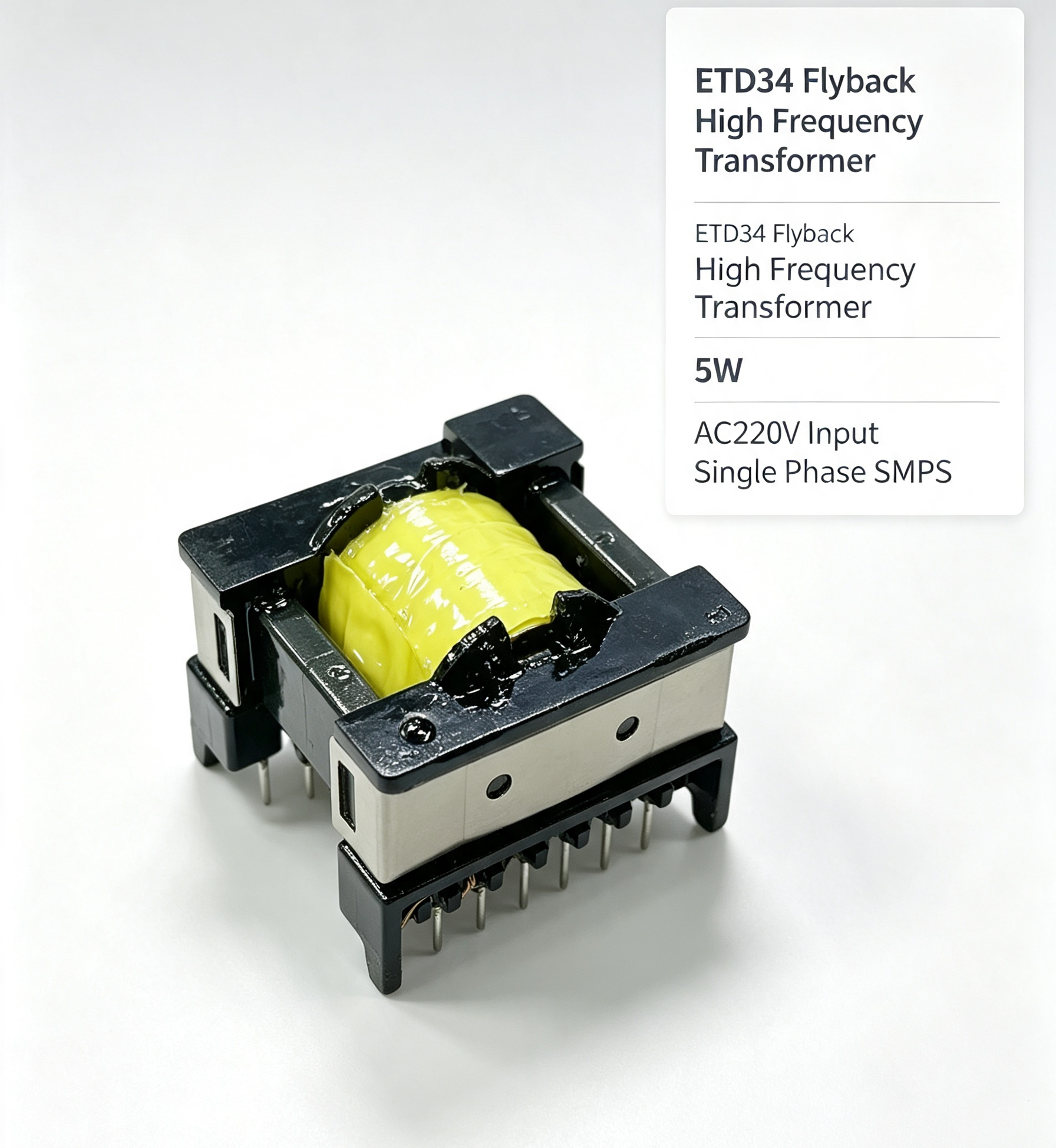 ETD34 Flyback Topology 5W AC220V Input High Frequency SMPS Transformer for Small Power Adapters
