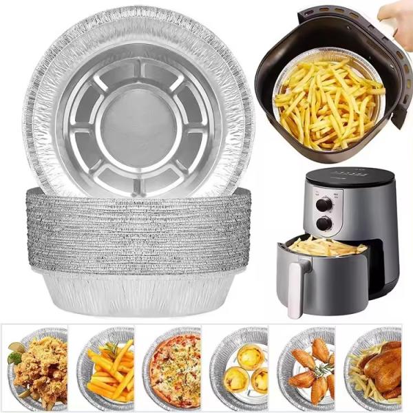 1L круглые алюминиевые кастрюли неглубокая алюминиевая фольга кастрюля круглый контейнер поднос