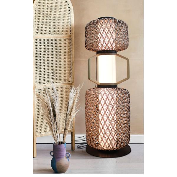 Decorative Rattan Standing Lamp 3500K CCT For Hotel Residential