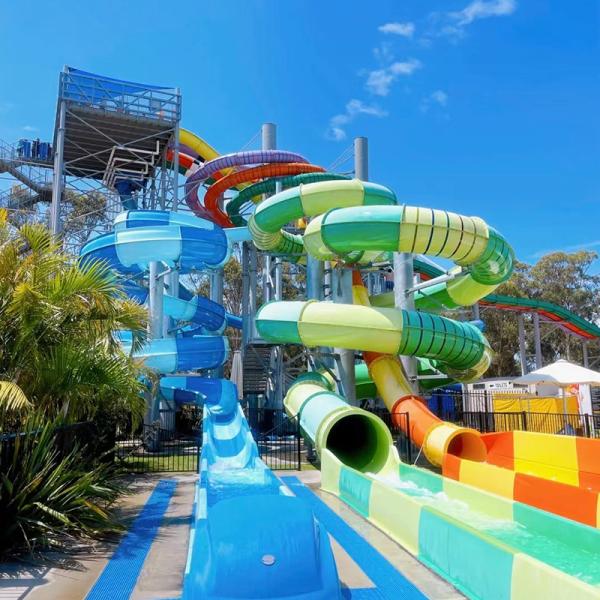6 Lane Commercial Fiberglass Water Play Equipment Slide for Hill Plastic Water Slide for Water Theme Park