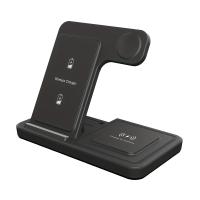 T258 Chargeur rapide sans fil 5 en 1 support de chargeur pliable 15W/10W/7.5W/5W avec chargeur à double bobine de lumière nocturne