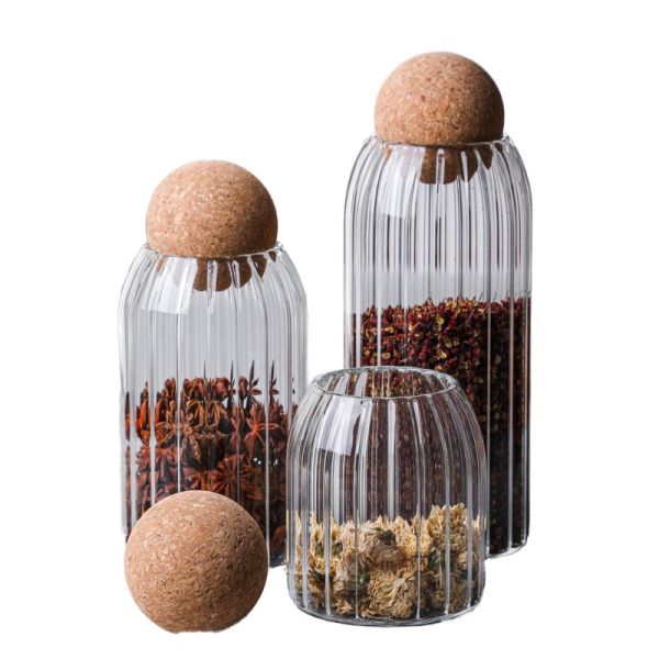 Transparent Borosilicate Glass Food Canisters Customer Logo For Tea Nuts Candy Serving