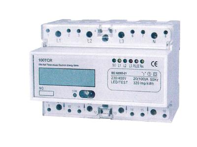 125 * 83 * 73 mm Din Rail KWH Meter Three Phase Three Wires Convenient Installation