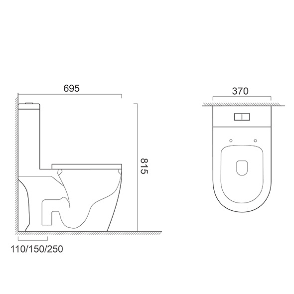 White Dual Flush One Piece Toilet 370x695x815mm S Trap Water Closet Compact Orin OR8215