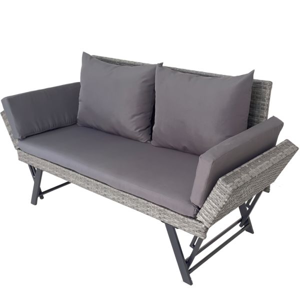 Factory Wholesale Garden Furniture Outdoor Wicker Rattan Furniture Functional Lounge Chair Armrest Movable Garden Bench