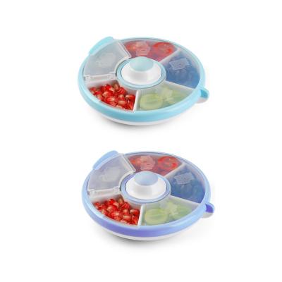 Round Divided Plastic Containers Multi Compartment Snack Containers