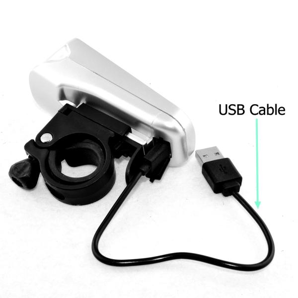 60LM USB Rechargeable Bicycle Light With ABS Material Waterproof IPX4 LED Source
