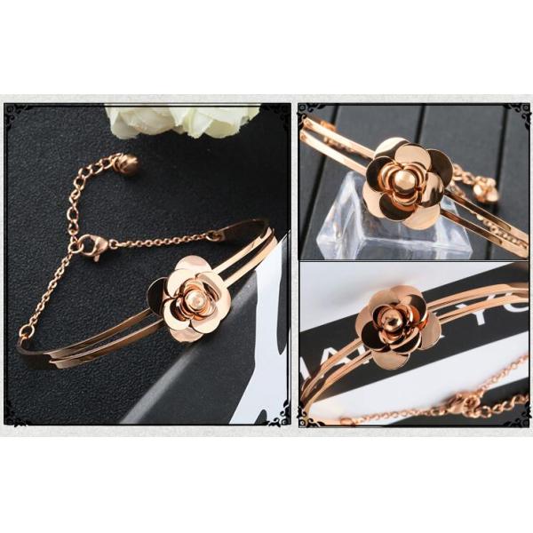 Camellia Bracelet 18K Plating Stainless Steel Brangle Adjustable Size Bracelet