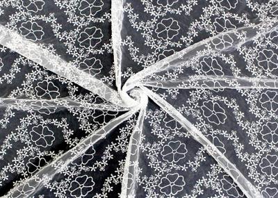 Organza Embroidered Mesh Lace Fabrics With Scalloped Edge For Dress Via OEKO TEX