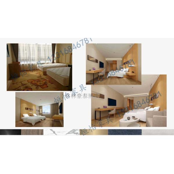 Kota Semarang hotel bedroom furniture fabric bed with metal racks and solid wood table desk