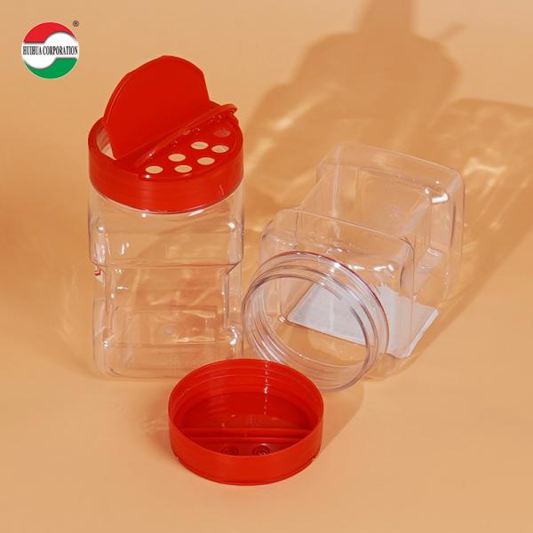 Botellas de agitación de plástico para mascotas Agitación de embalaje de mascotas Jarras/contenedores de especias de plástico con tapa de doble