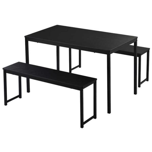 Black 47.3 Length 3 Piece Dining Room Sets With Bench Space Saving