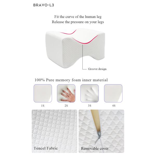 Orthopedic Knee Pillow for Side Sleepers 26*20*16cm Hypoallergenic Cover Customizable