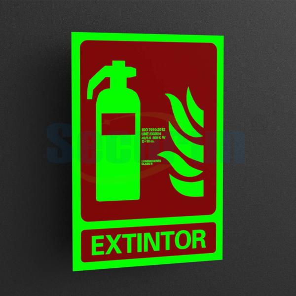 Custom Aluminum Photoluminescent Fire Signs For Extinguisher