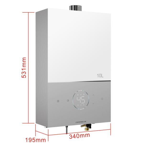 10L Tankless Instant Gas Water Heater Touch Control Natural Gas for Household Use
