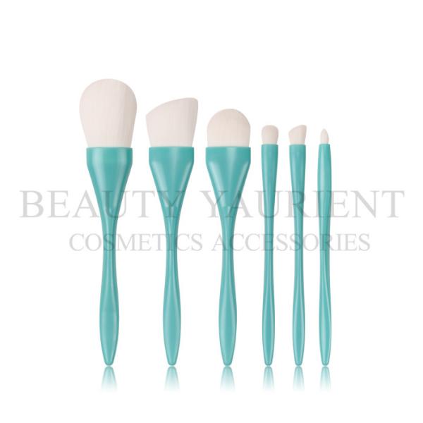 Privated original streamlined deisgn with 6 Pcs Makeup Brush Set of Blue Plastic Handle For Face Makeup brush tools