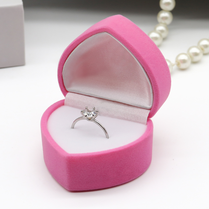 Red Velvet Heart Jewelry Box Hinged Jewelry Box Romantic For Rings Necklaces Earrings